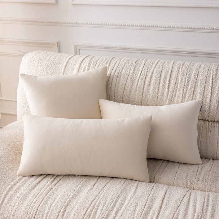 생활방수 커버무드 패브릭 소파 쿠션  솜 포함, 아이보리