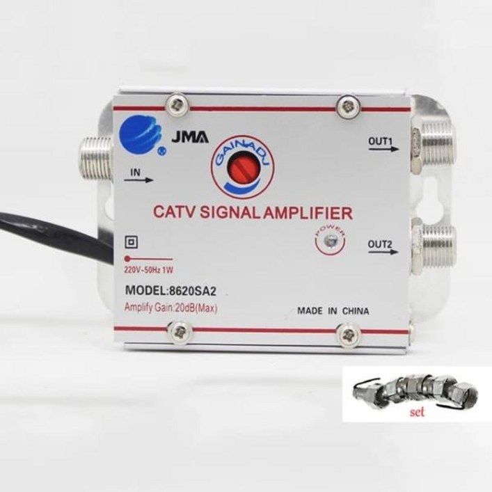 지상파 TV안테나 공중파 실외용 수신기 캠핑 차박 CATV 디지털 케이블 TV 박스 안테나 실내 신호 증폭기 조정 가능한 이득 220V 50Hz 60Hz 2 웨이 3 4 68 2