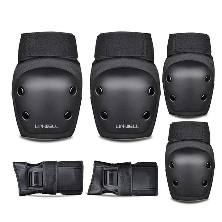 LIN-WELL 스케이트 보드 보호대 손목 팔꿈치 무릎 성인 어린이 모두 보호패드, 1개