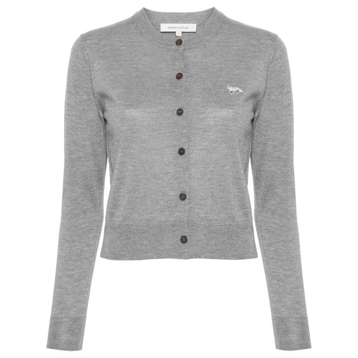 메종키츠네 로고 자수 울 가디건