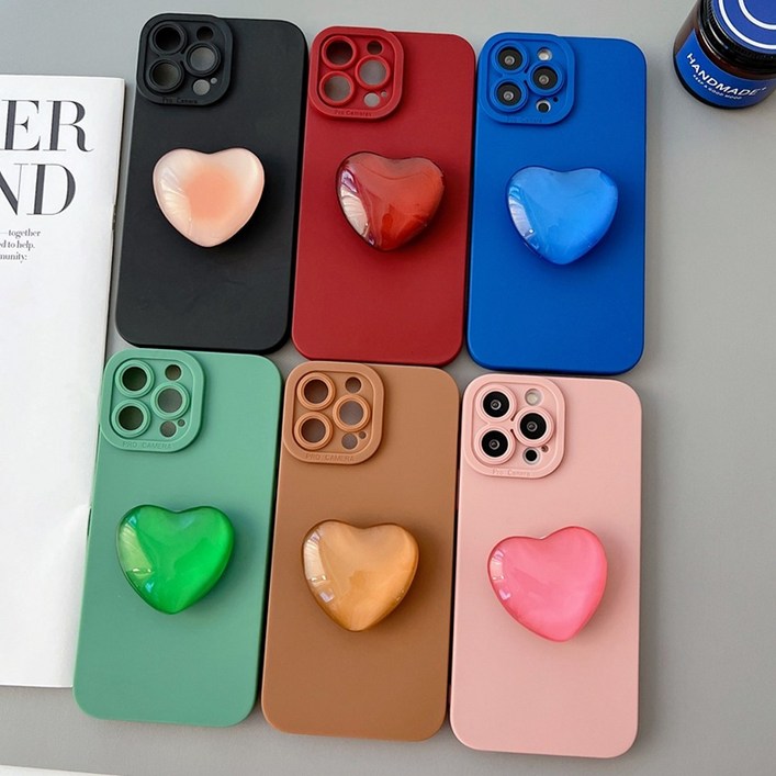 사은품/갤럭시 전기종 시리즈 하트 그립톡 거치대 카메라 풀커버 단색 실리콘 젤리 핸드폰 케이스