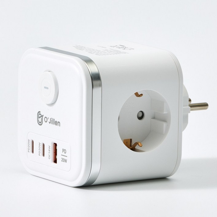 오지렌 고속충전 고용량 큐브 멀티탭 콘센트, 1개, 화이트, 80mm