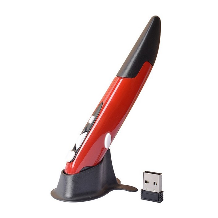 무선 광학 펜 마우스 2.4GHz USB 마우스펜 3색 속도 조절가능, 레드, 단일상품