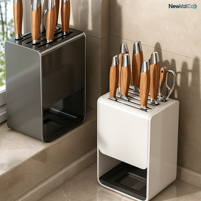 뉴밸코 스틸소재 물빠짐 수저보관함 칼보관함, 1개, 칼보관함 화이트