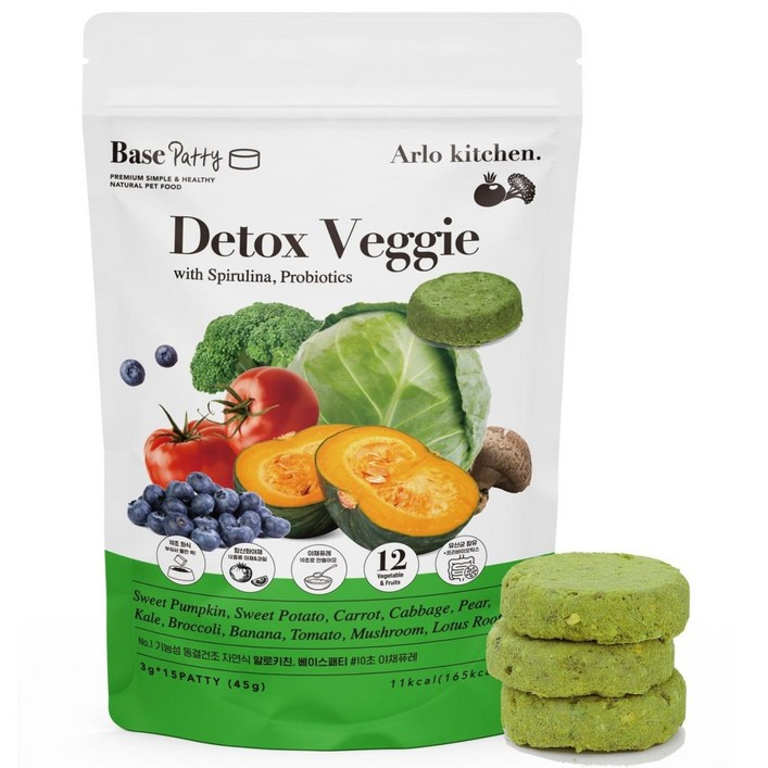 알로키친 강아지 12종 야채 자연식 디톡스베지 15개입, 1개, 45g
