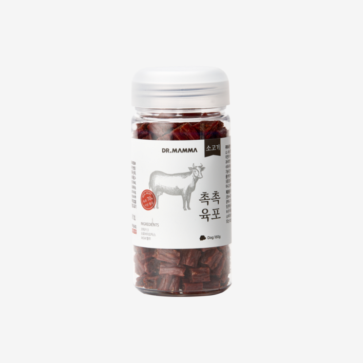닥터맘마 본사직영 촉촉육포 강아지 육포 트릿 간식 3종 180g, 소고기, 180g, 1개