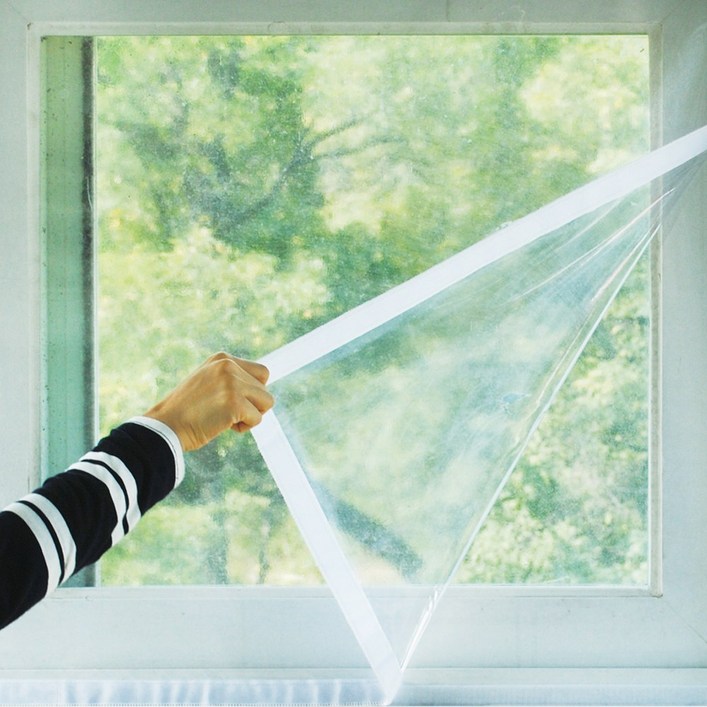 고리아 두꺼운 방풍비닐 봉제식 맞춤 베란다방풍막 창문 테라스 바람막이 방풍비닐커튼 방한비닐 중형, 1개