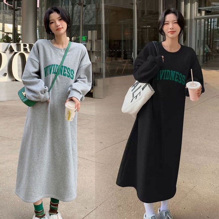 투이스타 시드니 기모 긴팔 롱 원피스 2Color