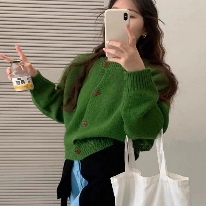 오나스타일 모어소프트 8컬러 버튼 가디건 기본 데일리 긴팔 니트가디건