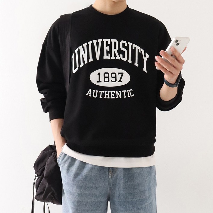 당일출고 유니버시티 프린팅 오버핏 맨투맨 ZZBMT029