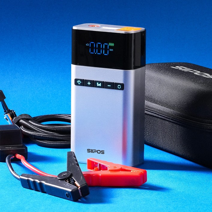 시포스 듀얼포스 점프스타터 차량용 공기압주입기 겸용 점프스타트 휴대용 밧데리 자동차 방전 S-JA12, 1개, 12400mAh