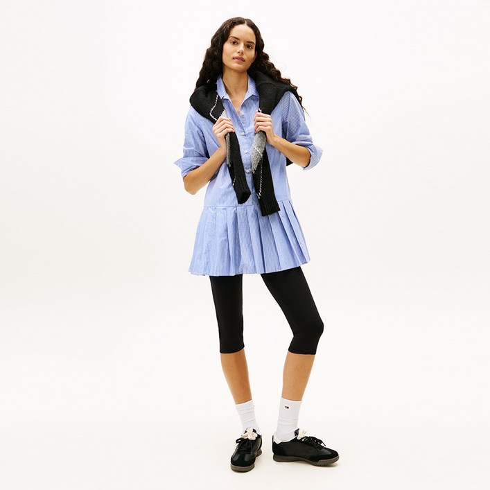 타미힐피거 플리츠 파티 셔츠 원피스 T32G0WOP10TWT1C5U