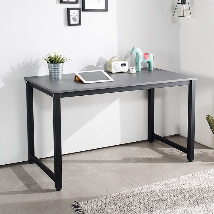 인퍼니처 S1 컴퓨터책상 조립식 회의용 사무용 철제테이블, 블랙그레이