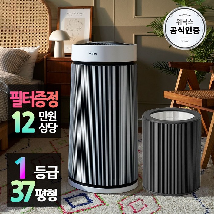 [1+1정품필터][본사인증점] 위닉스 타워프라임 플러스 청정기 37평 1등급 ATTM115-MWK I 화이트