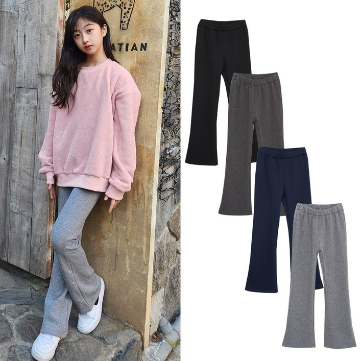 아동 기모 바지 주니어 초등학생 학생 키즈 여아 겨울 부츠컷 바지 기모바지 아동복 미니로이 하이 15 F 사이즈