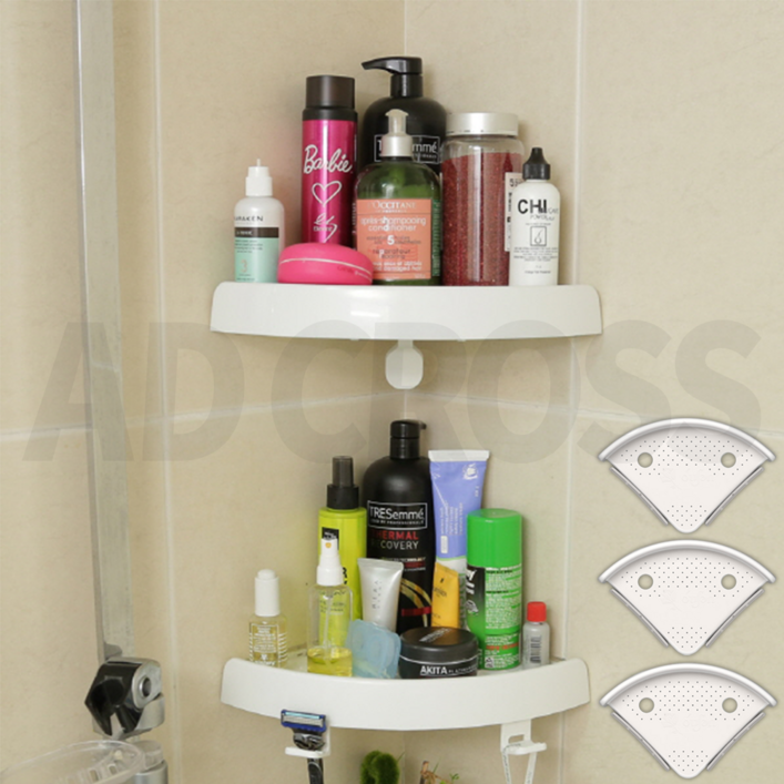 인포벨TV홈쇼핑정품 애드크로스 화장실 욕실 코너 미러 선반 다용도 공간활용 초강력 압착 삼각 선반