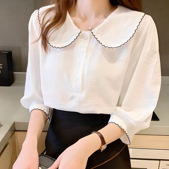 둥근카라 아이스 여름 블라우스 둥근카라 아이스 여름 블라우스