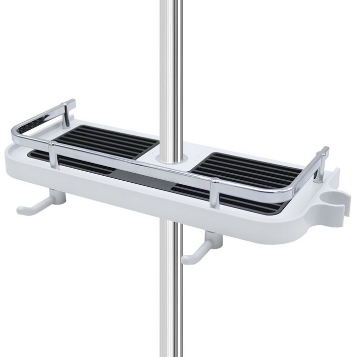 분해없이 바로설치 무타공 샤워기봉 슬라이드바 선반 스마트 욕실 거치대, 화이트블랙