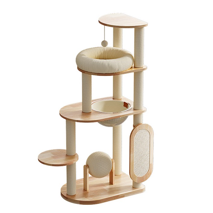멍냥이랑 우드 트위스트 대형 원목 캣타워, 1개, 단일색상