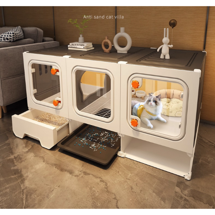 고양이 빌라 호텔장 케이지 캣타워 놀이터 대형, 1개, 블랙