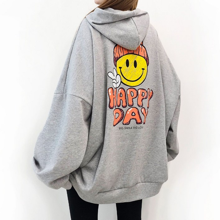 [면/기모선택, 6XL] 브이스마일 후드티 55~99까지 2COLOR 빅사이즈 오버사이즈 루즈핏 남여공용 홈웨어 박스 후드