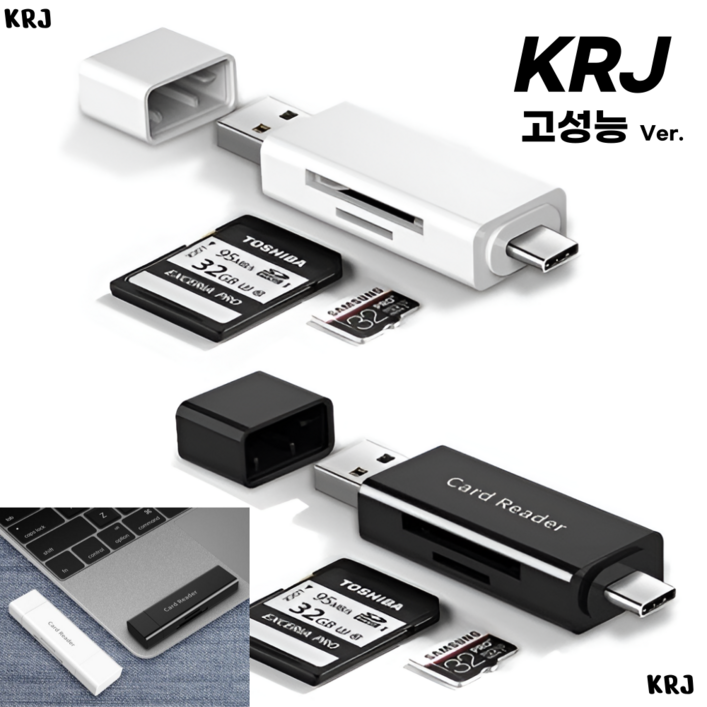 KRJ USB3.0 C타입 microSD OTG 카드리더기 고급형, 블랙, 1개 KRJ USB3.0 C타입 microSD OTG 카드리더기 고급형, 블랙, 1개