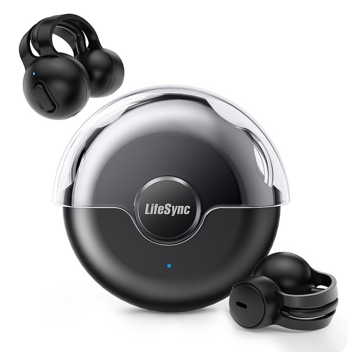 LifeSync 블루투스 이어폰 무선 방수 오픈 귀걸이형 고음질 블루투스 헤드폰 자동페어링, 블랙, H08