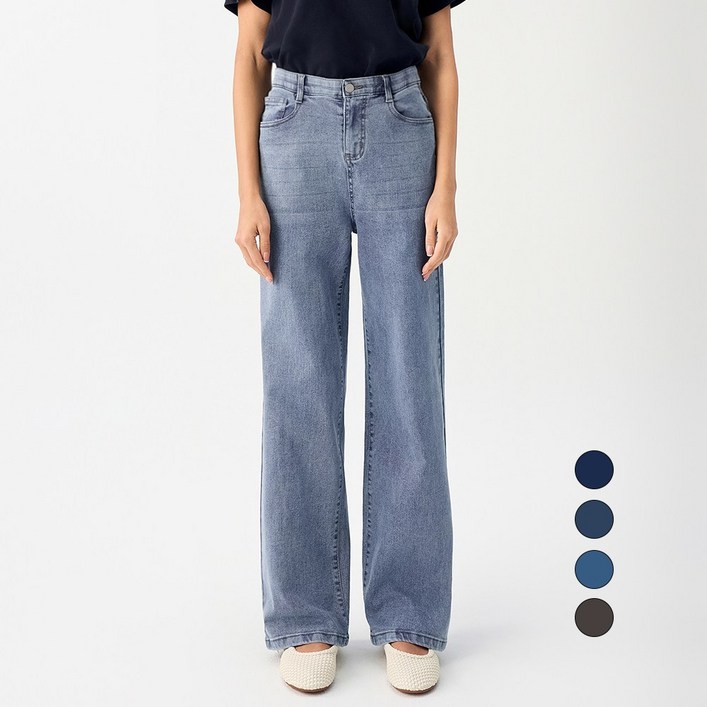 엘블로썸 여성 [숏,기본,롱] 스판 와이드 허리편한 히든밴드 청바지