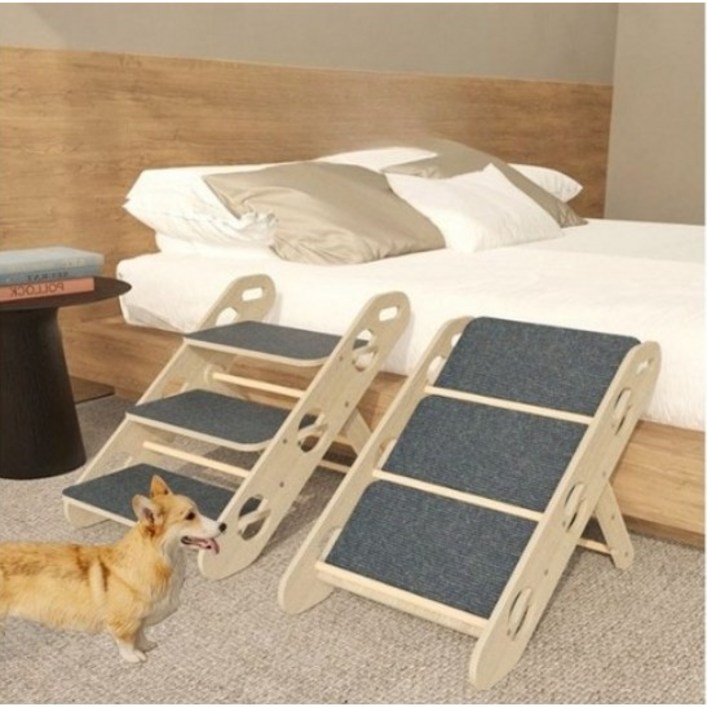 다렌 애완 계단 강아지 고양이 접이식 계단 강력하중 원목접이식 애완 계단 56.5cm*38.5cm*44.5cm
