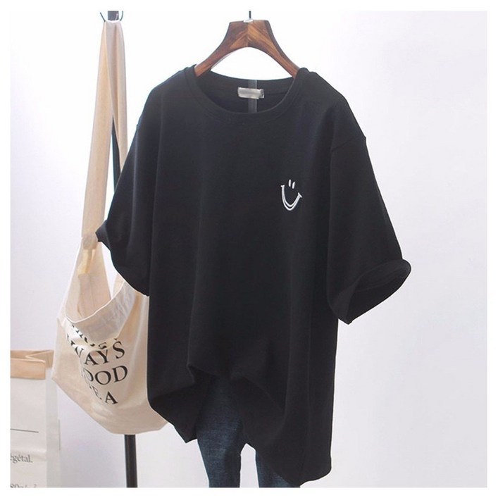 Aec go 여성 스마일 롱 면 티셔츠