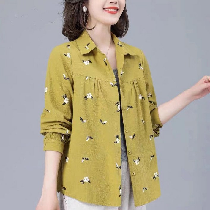 패션 여성 순면 긴팔 셔츠 봄가을 캐주얼 빅사이즈 루즈핏 중년 여자 남방 데일리 여성복 긴팔 셔츠 남방 CJJ 패션 여성 순면 긴팔 셔츠 봄가을 캐주얼 빅사이즈 루즈핏 중년 여자 남방 데일리 여성복 긴팔 셔츠 남방 CJJ
