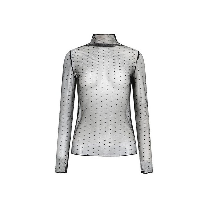 JJ지고트 도트 튤 하이넥 티셔츠 GS3P0TSW21