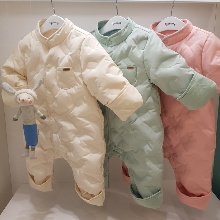 아가방 40 겨울 베이비페어  후끈추운거 몰라 오리털 경량 패딩우주복 무봉제 다운패딩 외출복 추울수 없지 유아 방한 우주복  캡인기 신생아 우주복  손발싸개커버