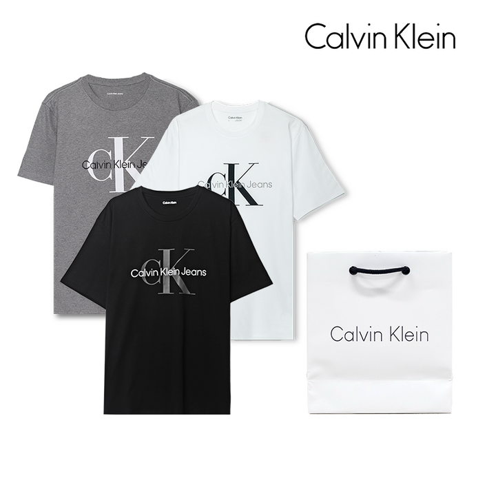 캘빈클라인 남여공용 기념일 선물용 베이직 로고 디자인 반팔티 쇼핑백 포함 상품