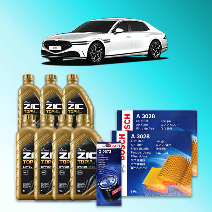 G90 RS4 3.5터보 가솔린 엔진오일세트 SK 지크 탑 LS 5W30 ZIC TOP LS