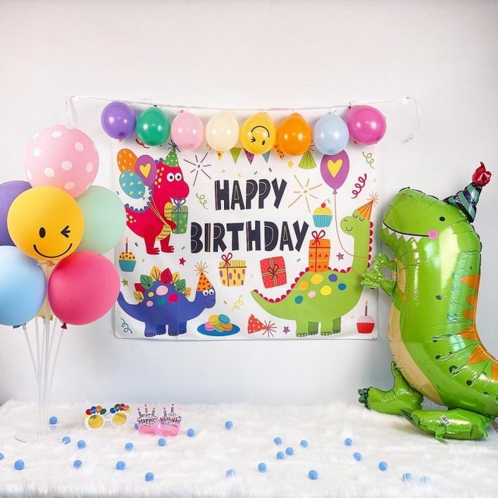 민즈셀렉트 생일 파티 현수막패키지(5가지) 곰돌이 공룡 생일풍선 세트 패브릭 해피벌스데이 이벤트