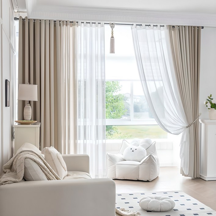 지나송 이안 아일렛 암막커튼 + 봉 세트