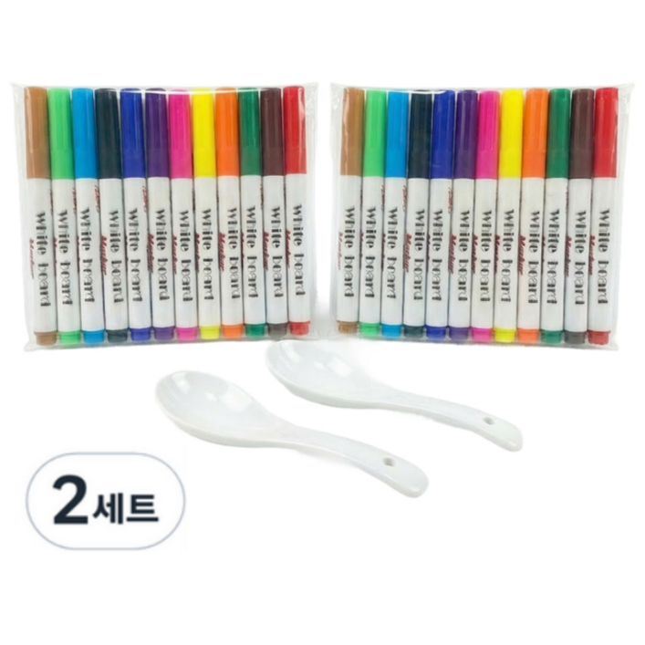 룰루레빗 워터 둥둥 플로팅펜, 2팩, 12색숟가락