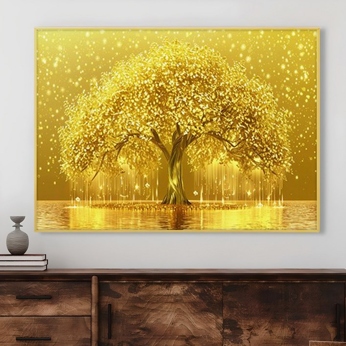 인메이블 황금 골드 돈들어오는 돈나무 그림 액자 거실 복도 인테리어 개업 집들이 선물, 캔버스액자