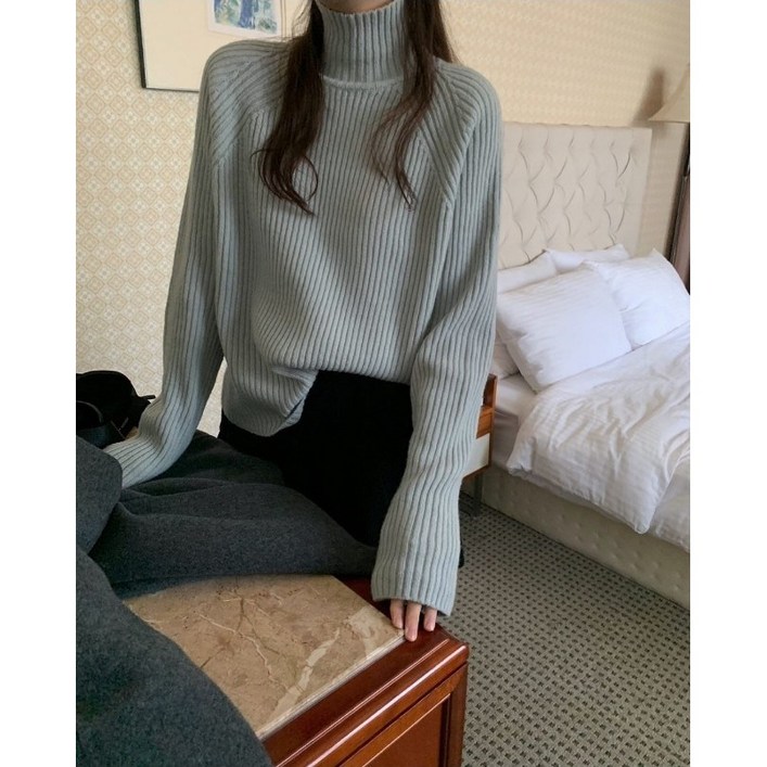 당일 여성 PYT 프리티영띵 포지타 폴라 니트 코디 루즈핏 부드러운