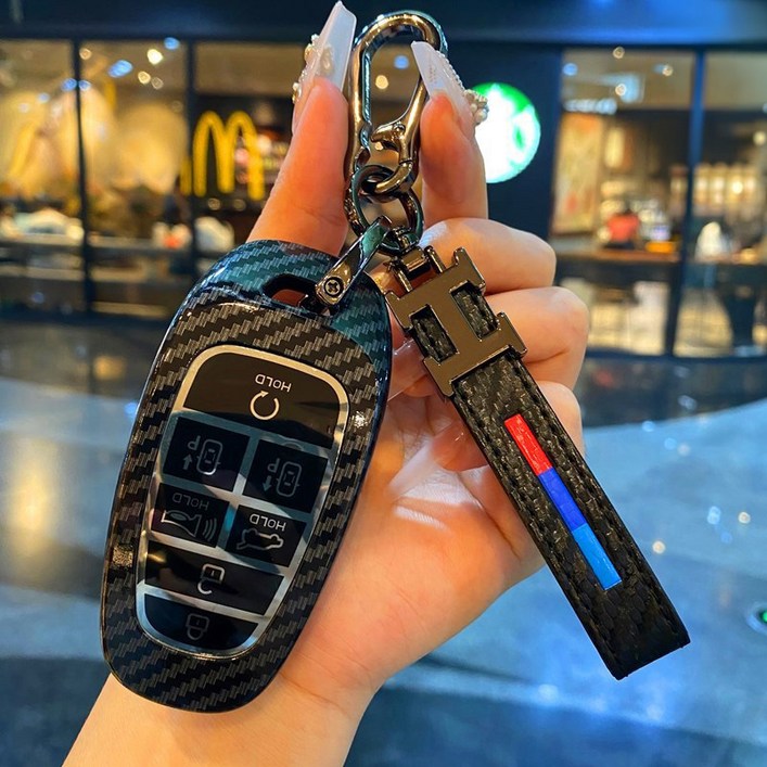 현대 호환 하드쉘 카본 패턴 차키 케이스