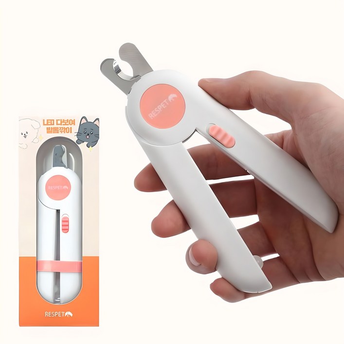 리스펫 반려동물 LED 다보여 발톱깎이 4.3 x 15 cm, 핑크, 1개