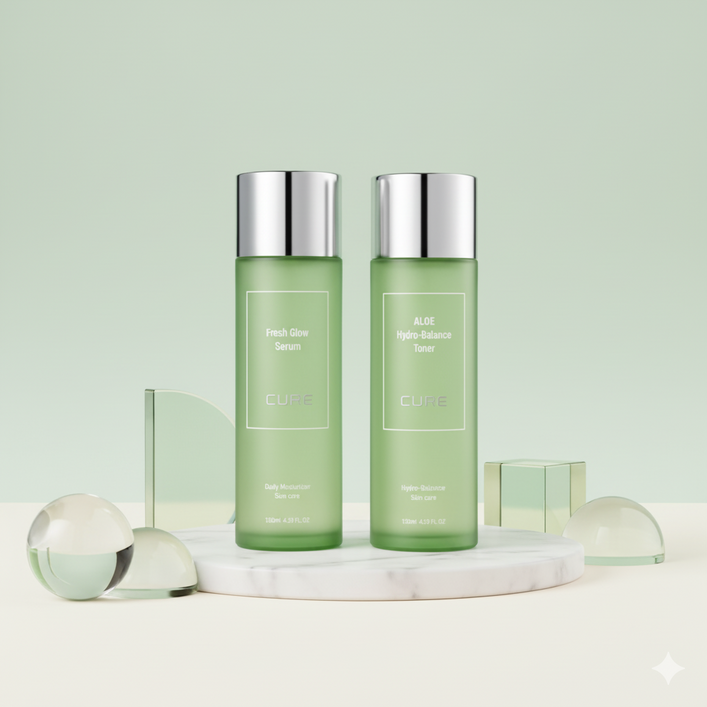 김정문알로에 큐어 모이스트 카밍 토너  에멀젼 각 130ml, 1세트