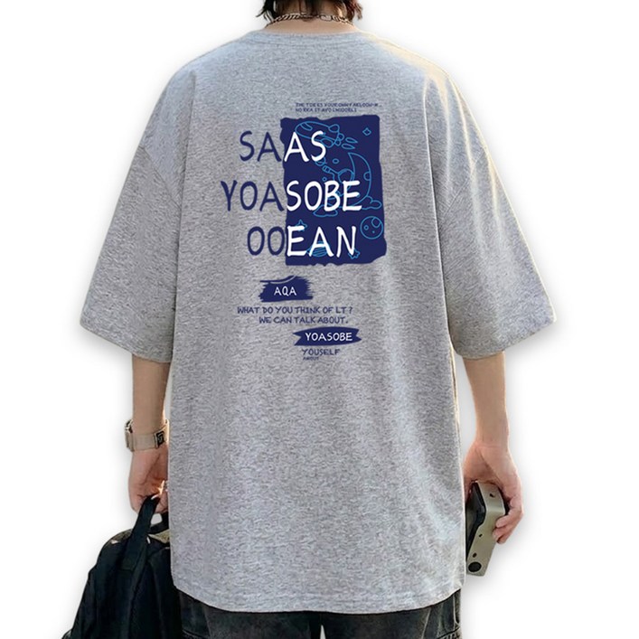 JBOOM 남자 오버핏 반팔티 프린트 티셔츠