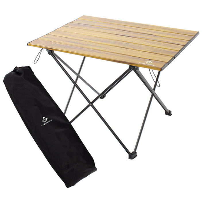 캠핑 초경량 알루미늄 접이식 롤테이블, 우드