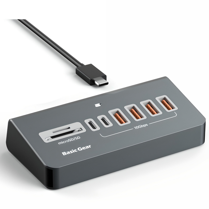 베이직기어 버티컬 8in1 C타입 10Gbps USB 멀티허브, 1개