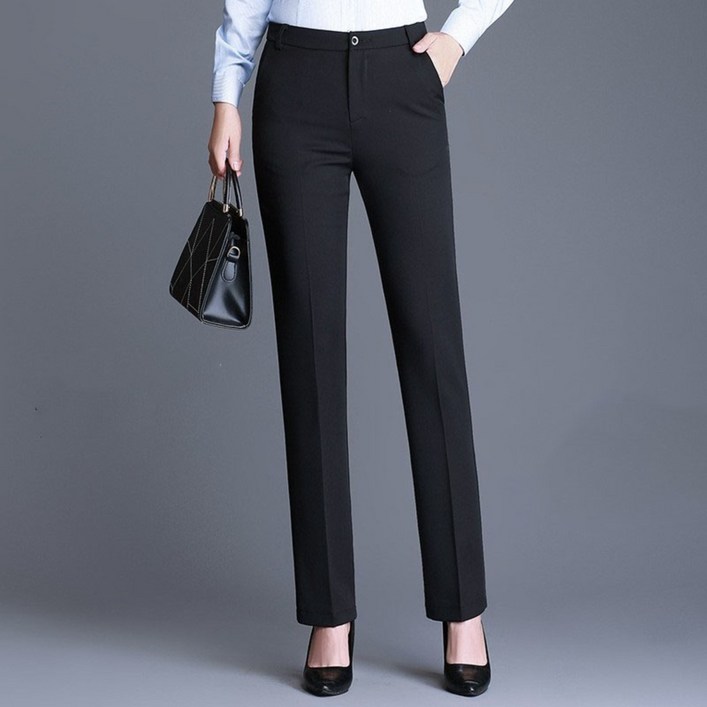 차쿠 여성 정장바지 스판 슬랙스 9부 바지 기모 팬츠 4계절 여름 봄 가을 겨울 중년 빅사이즈