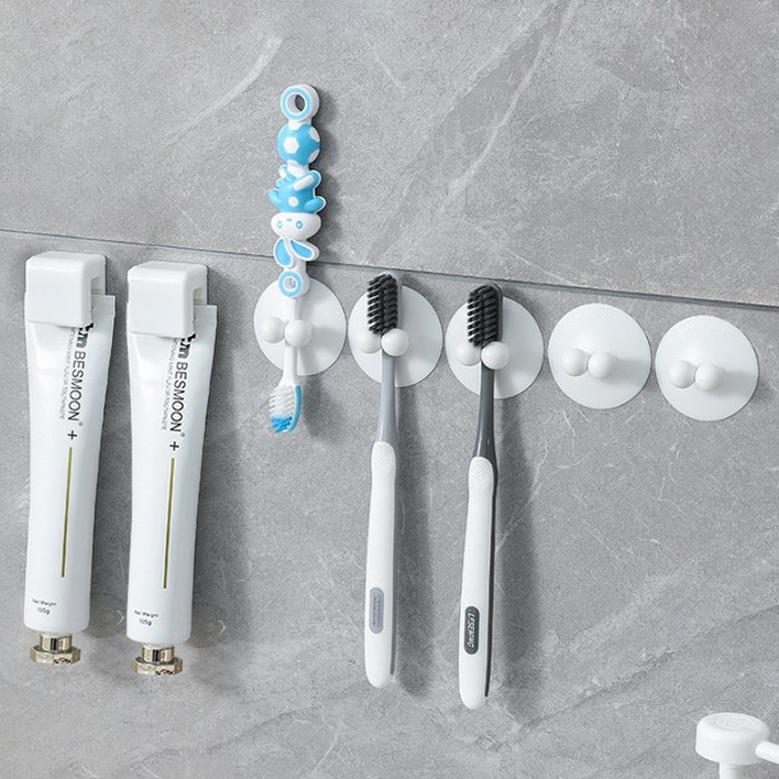 무식이네 공중부양 흡착 칫솔걸이 5p 접착 치약걸이 2p 세트