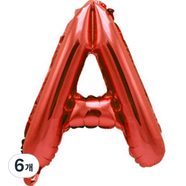 팡파티 레터링 알파벳 풍선 A 40cm, 레드, 6개