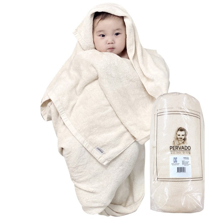 페르바도 우리 아이 첫 타월 120 x 110cm, 단일색상, 1개